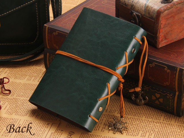 送料無料 海賊 風 アンティーク 手帳 4色 / レッド ブラウン ブラック