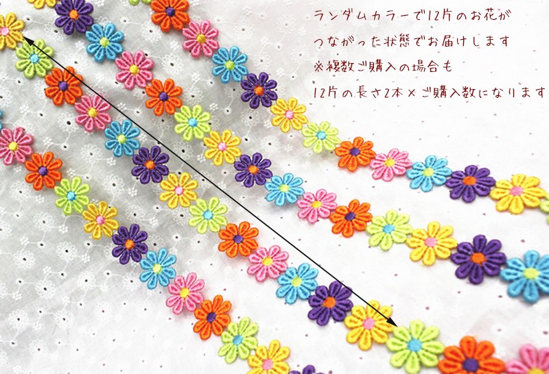 グラグラ♡刺繍デニム♡ワッペン 送料無料 小さな 花びら 連続 レース 刺繍 ワッペン / アイロン