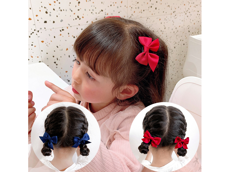 キッズ リボン ヘアクリップ 2個 / ヘアアクセサリー 髪飾り 髪留め