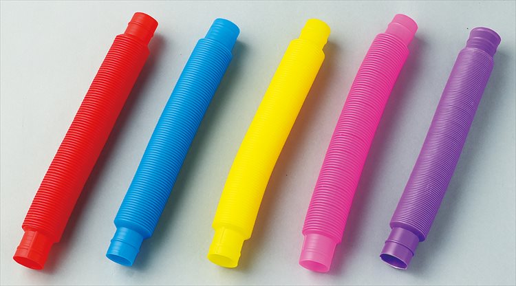 ミニポップチューブ 5本セット おもちゃ 知育玩具 学習玩具 音が癖になるおもちゃ 曲げたり 組み合わせたり 5本組 210×150×30mm｜smile-zakka｜03