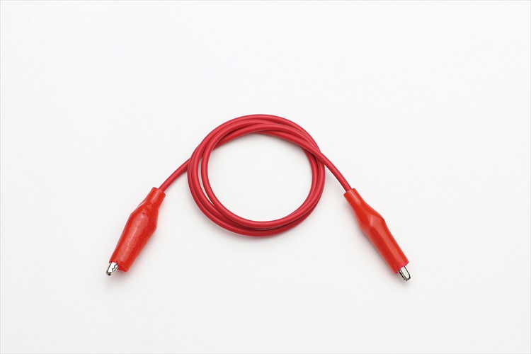 みのむしリード線(赤） 耐電圧 110Ｖまで 耐電流 0.5Ａまで 約500mm クリップサイズ：約30mm 10g ビニール 鉄 銅線｜smile-zakka｜02