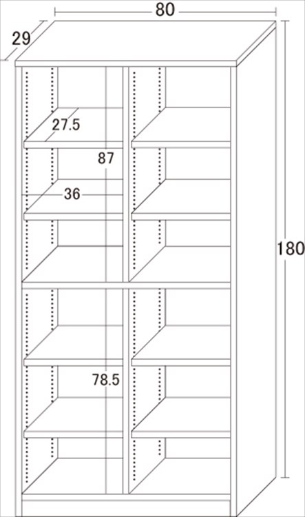 強化棚シェルフ80-180 クロシオ 日本製 国産 高さ180 本棚 ラック オープンラック 収納 書棚 シンプル 木製 壁面収納 棚板強化構造 丈夫｜smile-zakka｜04
