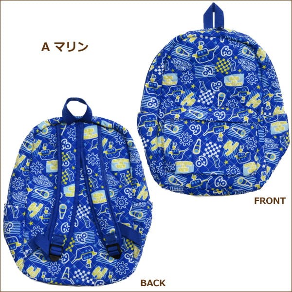 男の子 総柄011 キルト リュックサック L Aマリン Bロゴ Cスカイ