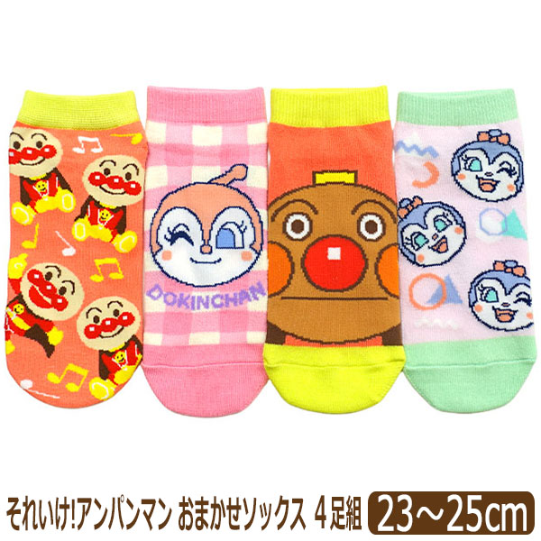 Fukuske（フクスケ） アンパンマン 靴下 レディース キャラクター 4足