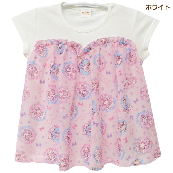 ひろがるスカイ！プリキュア 半袖Tシャツ シフォン付き 女の子 キッズ 半袖 Ｔシャツ 100cm 110cm 120cm ホワイト ピンク SG8876 BANDAI バンダイ プリキュア｜smilemako｜02