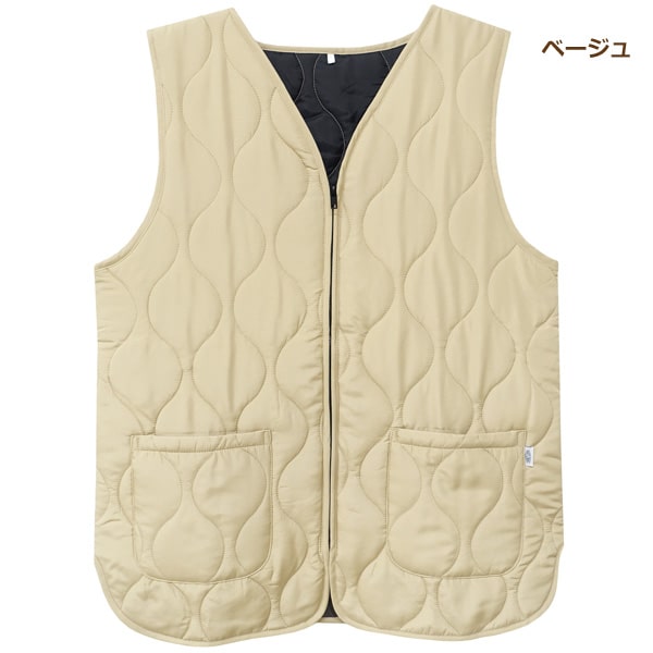 中綿 ベスト レディース NATURIC キルト ロング丈 M〜L ベージュ