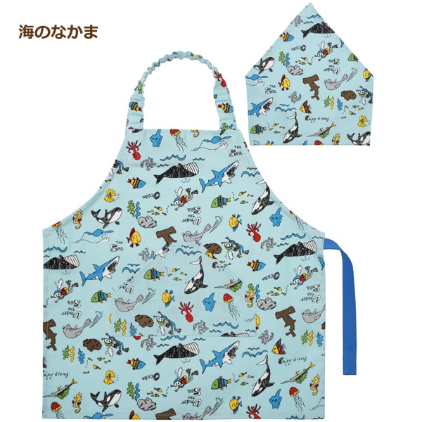 福袋 売れ残り エプロン nicomako キッズ 子供 日本製 ゴム付き セット 三角巾 エプロン・三角巾