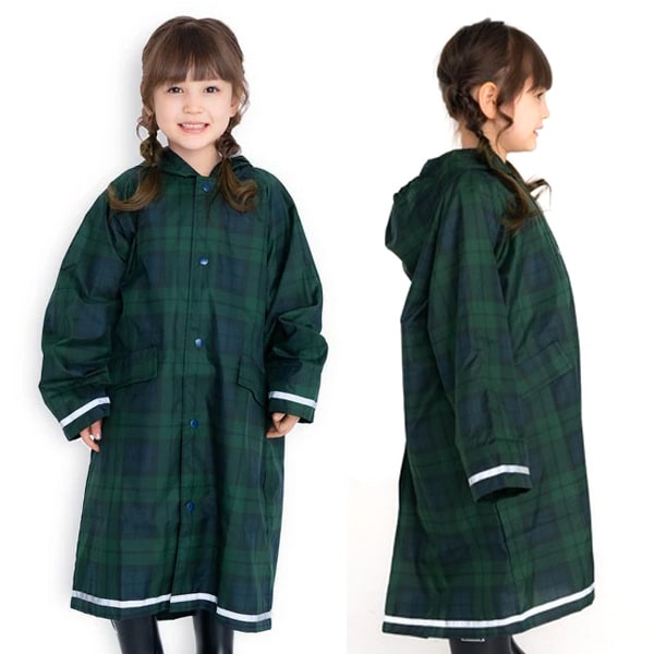BONTON ボントン　ウール　キッズコート チェック 12A 150cm レインコート キッズ ランドセル対応 チェック柄 ブラックウォッチ