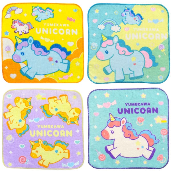 ミニタオル ハンカチタオル 8枚 セット ゆめかわ ユニコーン 約20×20cm