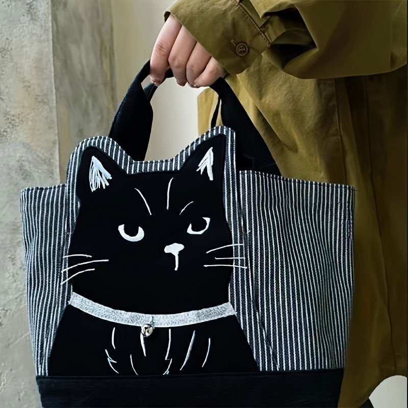 トートバッグ ねこ バッグ マチ付き 刺繍 北欧 おしゃれ かわいい 布