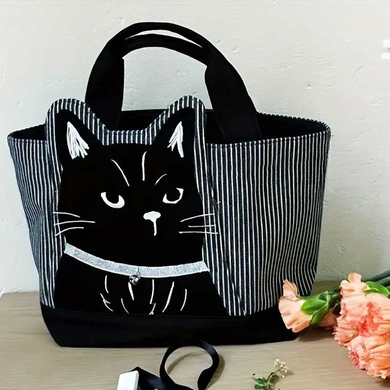 トートバッグ ねこ バッグ マチ付き 刺繍 北欧 おしゃれ かわいい 布