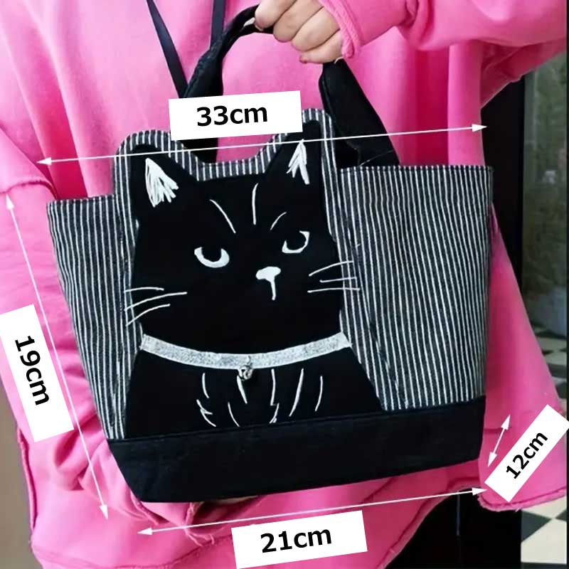 トートバッグ ねこ バッグ マチ付き 刺繍 北欧 おしゃれ かわいい 布