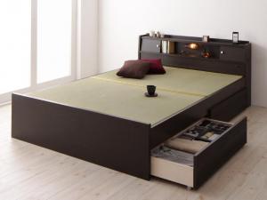 ベッド 高さが変えられる棚 照明 コンセント付き畳ベッド 引出4杯付 シングル｜smilenetonline