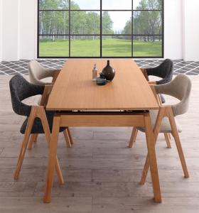 ダイニングセット 4人 ダイニングテーブル 伸縮 伸縮テーブル 伸長 北欧 スライド式 天然木 オーク 5点セット(テーブル+チェア4脚) 幅140-240 組立設置付