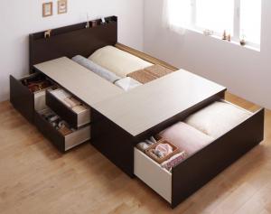 収納付きベッド シングルベッド セミダブルベッド 収納 収納付き 収納ベッド 大容量 薄型スタンダードポケットコイルマットレス付き ダブル 組立設置付
