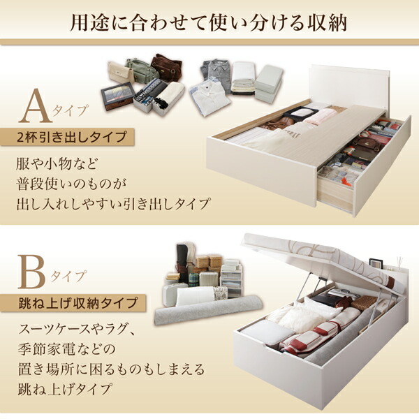日本卸売 ベッド お客様組立 壁付できる棚コンセント付国産ファミリー収納ベッド ベッドフレームのみ B(S)+A(SD)タイプ ワイドK220