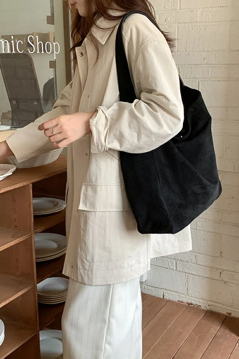 スエード調 トートバッグ レディース 大容量 バケツ型 お仕事