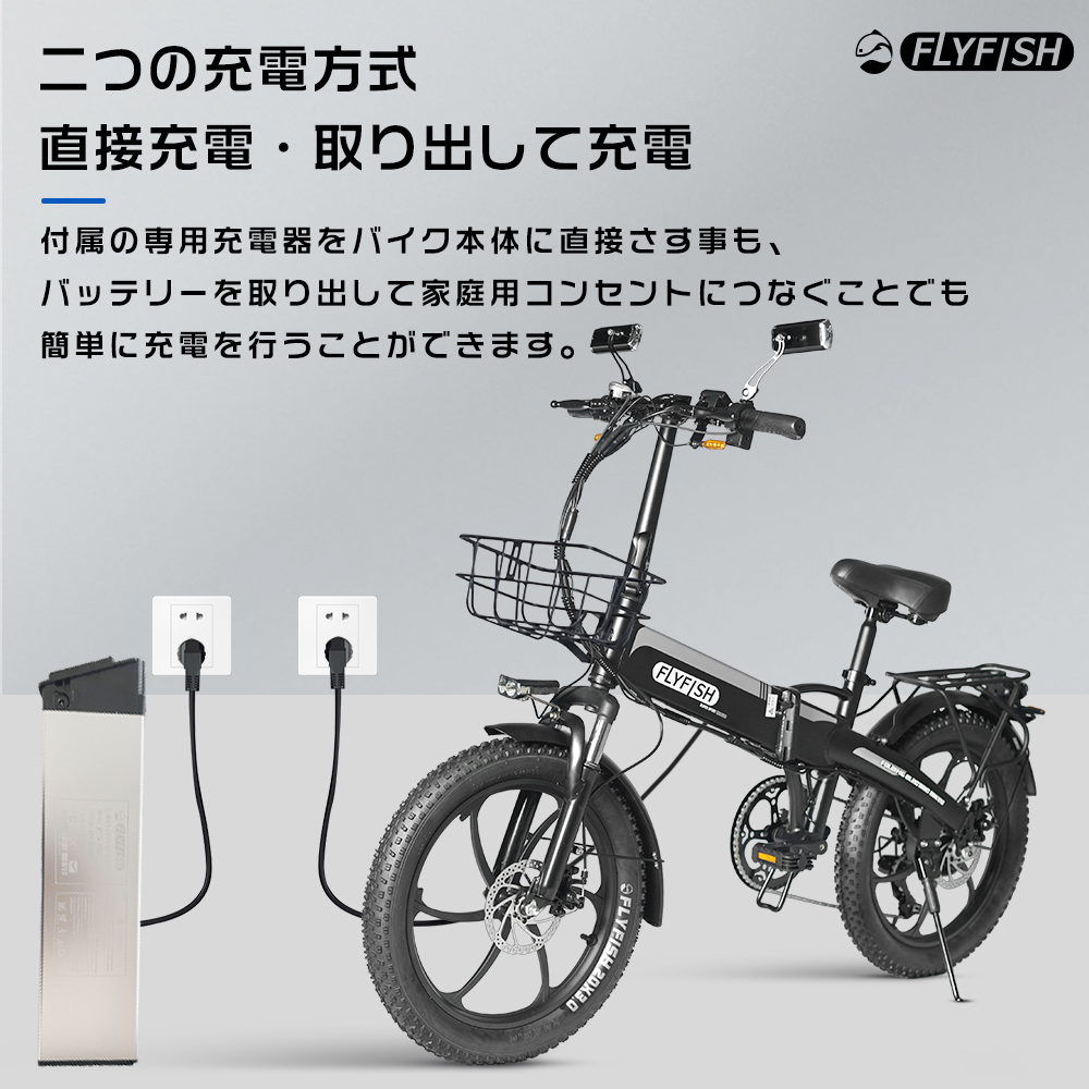 FLYFISH 一般原動機付自転車 ファットバイク 20インチ x3.0 MTB