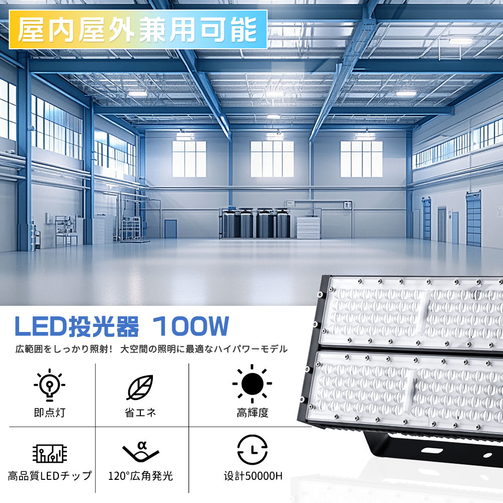 LED投光器 100W led作業灯 led投光器 屋外用 防水 20000LM ワーク