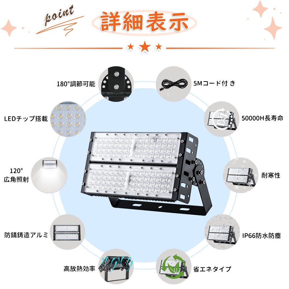 高天井LED 15000lm 屋外、粉塵箇所OK‼️工場倉庫街灯に最適‼️ LED投光器 100W led作業灯 led投光器 屋外用 防水 20000LM ワーク