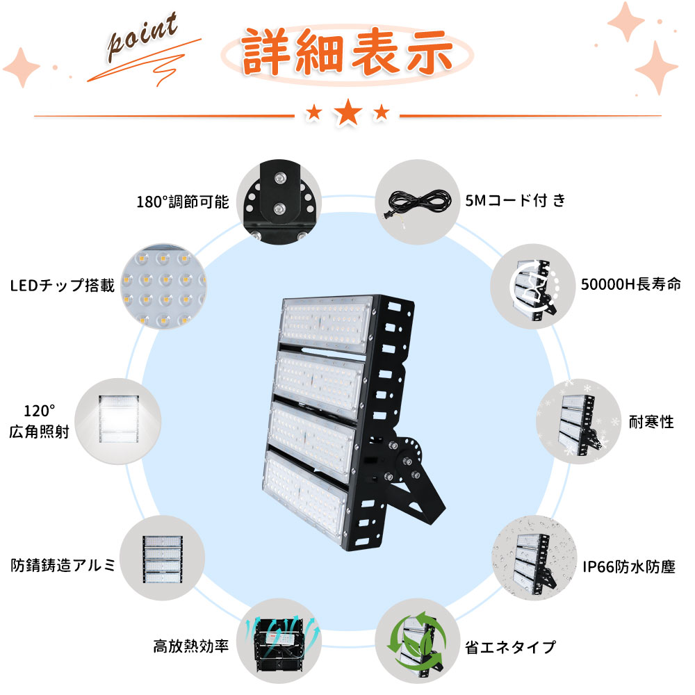 led投光器 200w led作業灯 投光器 ワークランプ LEDハイベイライト 超
