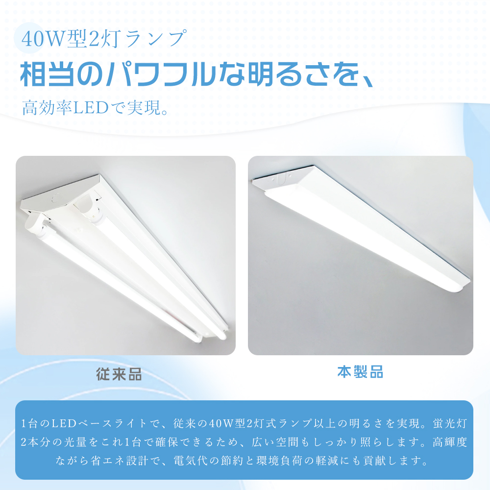 50台セット】ledベースライト 40w型2灯相当 125cm 逆富士型LEDベース