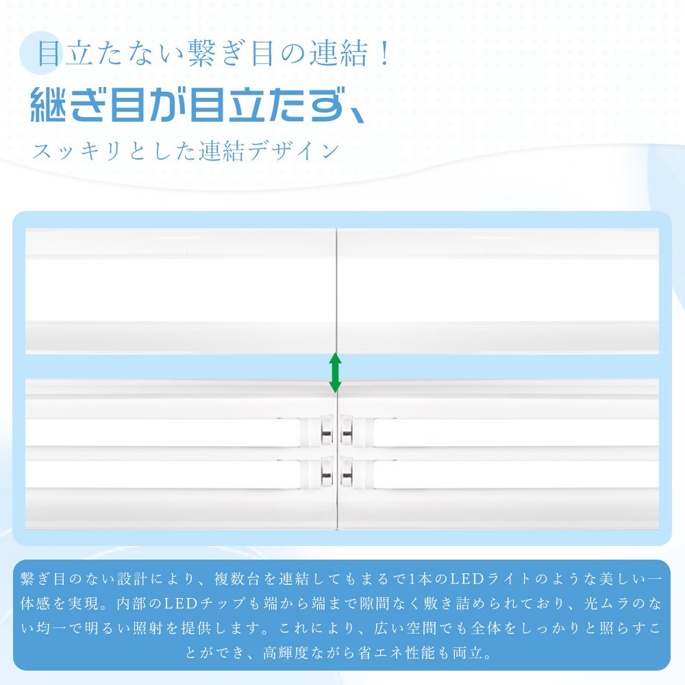 【10台セット】ledベースライト 40w型2灯相当 125cm 逆富士型LEDベースライト 50W LED蛍光灯 器具一体型 一体型照明 天井直付型 直管蛍光灯 LED照明器具 2年保証_11