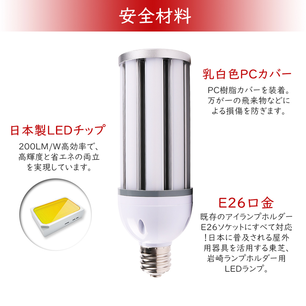 LED水銀灯 400W相当 E26 LEDコーンライト コーン型 水銀ランプ 38W消費