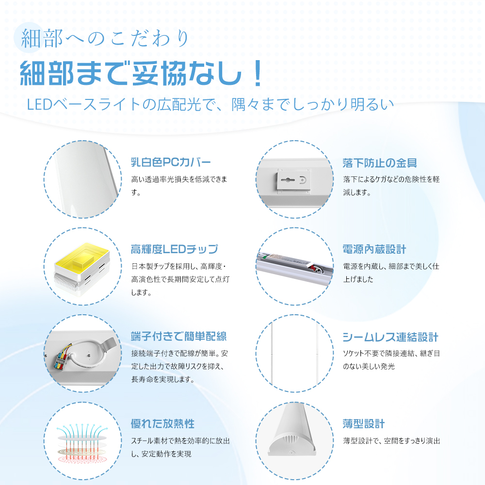 LEDベースライト 40w型 2灯相当 LED照明器具 120CM シーリングライト