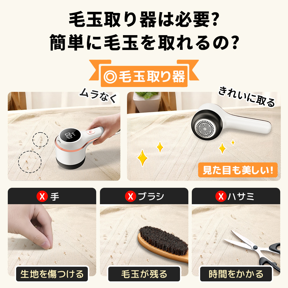 コスパ最強 毛玉取り 電動 日本製6枚刃 3段階調整 毛玉取り器 USB充電式 毛玉取り機 コードレス LED液晶ディスプレー 毛玉とり 生地を傷めない 爆買 関連画像3