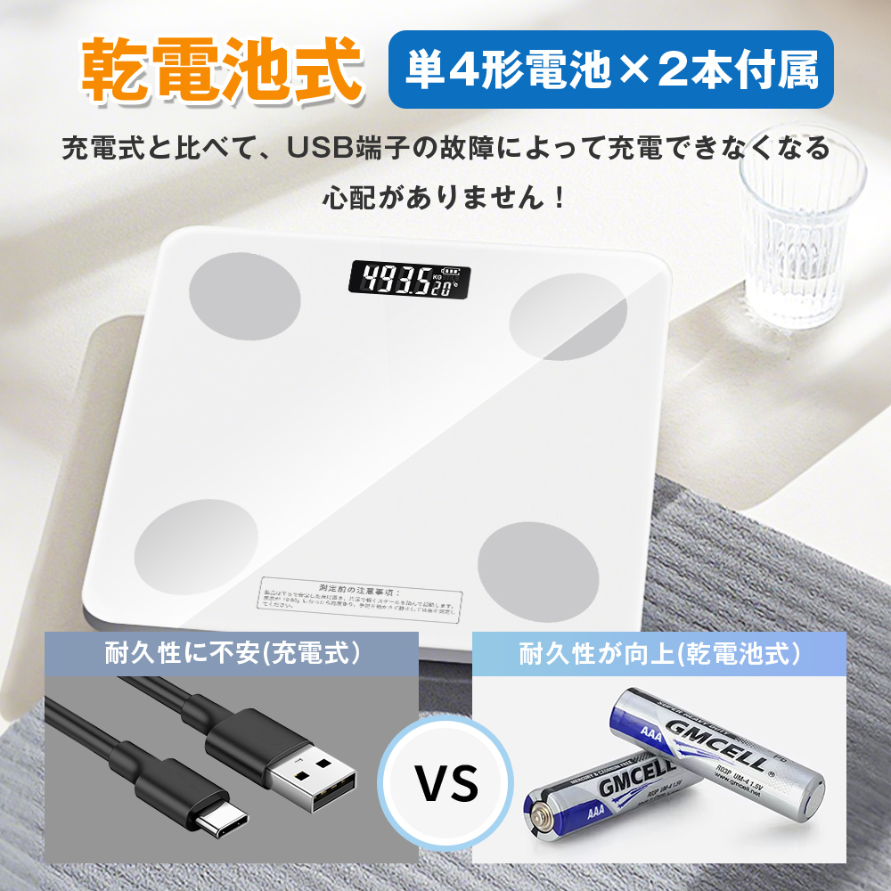 体重計 体組成計 体脂肪計 スマホ連動 ヘルスメーター 薄型 体脂肪率/水分率/基礎代 17項目測定 電池式 体組織計 高精度 強化ガラス Bluetooth通信 BIA技術 |  | 13