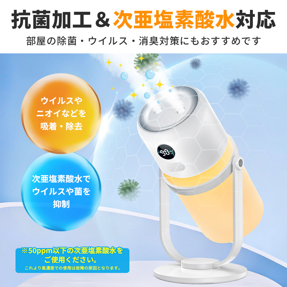 加湿器 セール 期間限定1980円！ 超音波式 卓上 小型 コードレス 充電