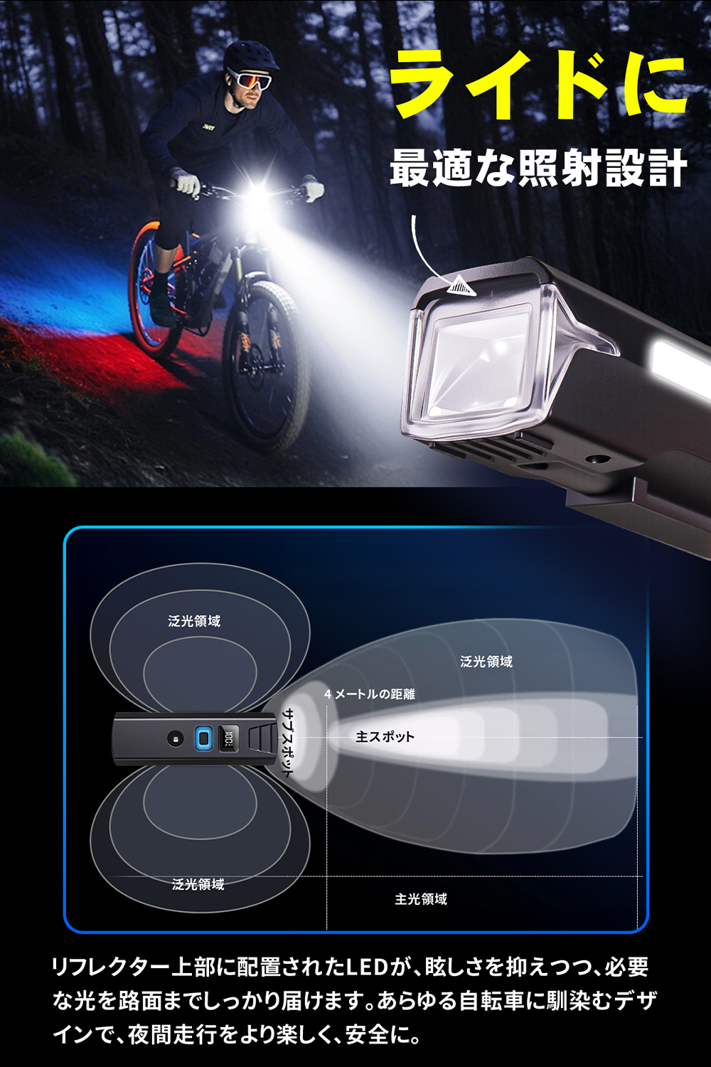 自転車ライト 最新型 自転車 ライト サイドライト 感光センサー