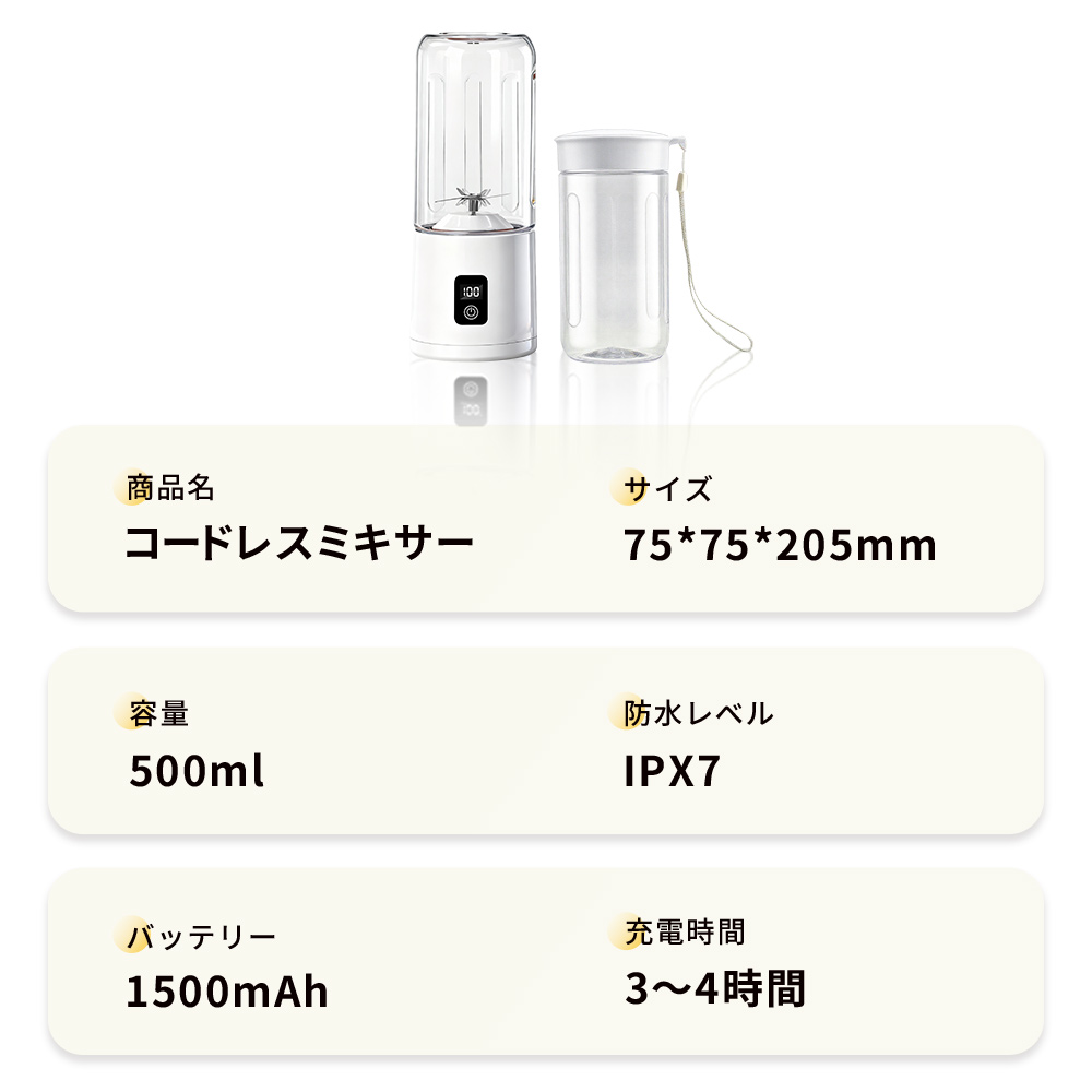 ミキサー コードレス 最新発売！ ジューサー 小型 スムージー ハンド