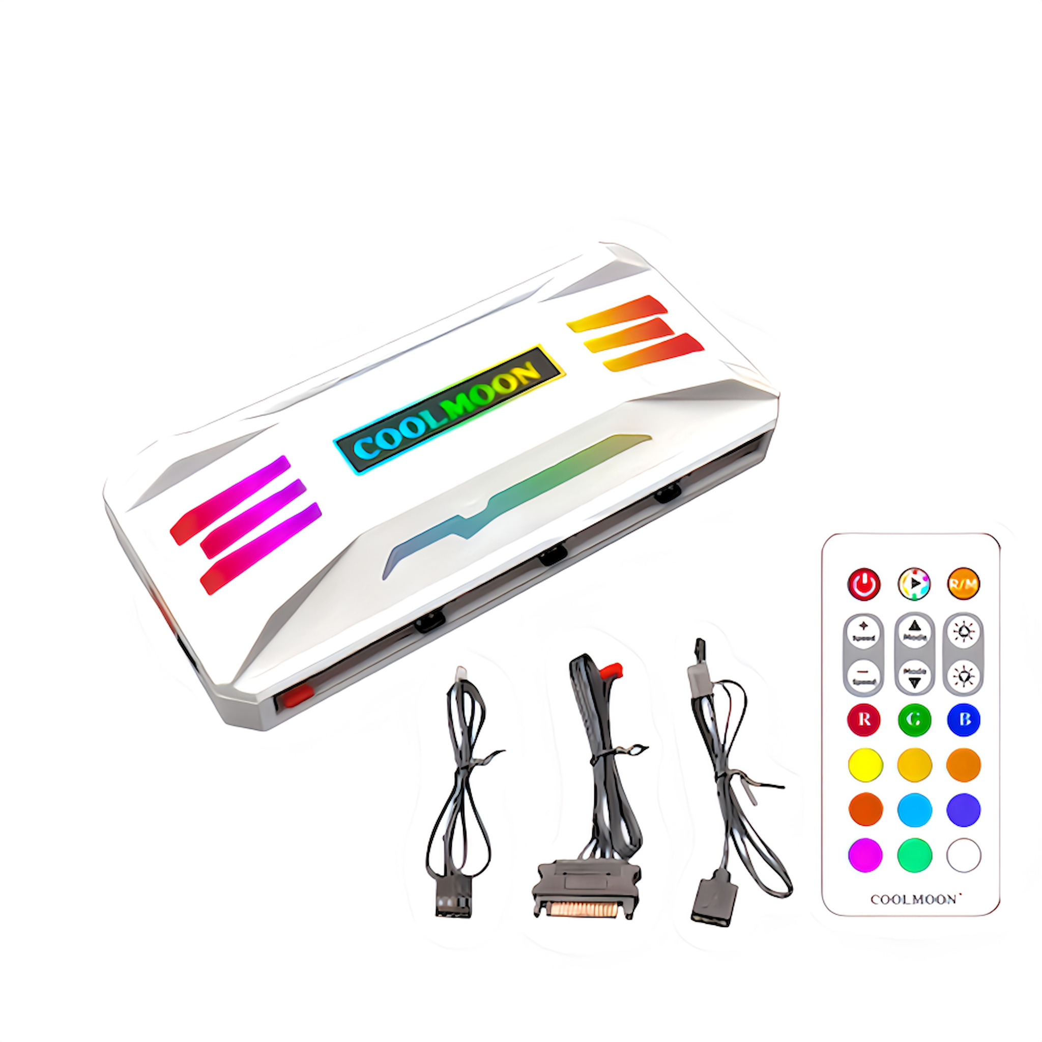 COOLMOON LED ARGB 5v 3pin ファンハブ コントローラー リモコン 色変更可能 ファン回転速度変更可能 関連画像1