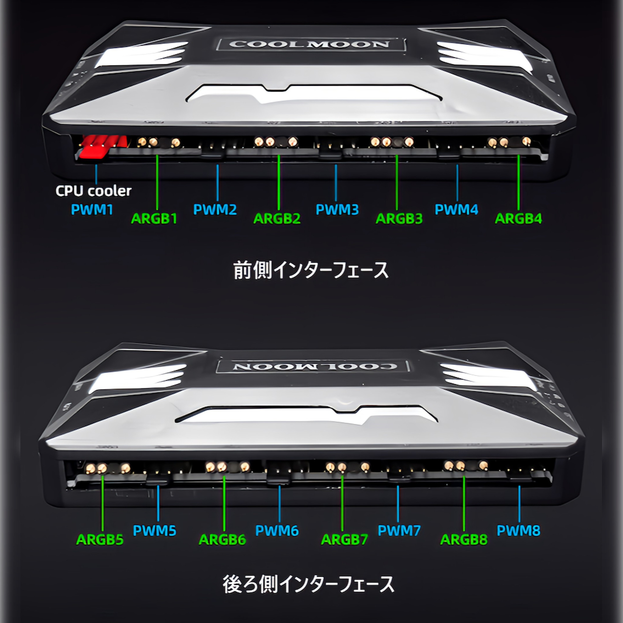 COOLMOON LED ARGB 5v 3pin ファンハブ コントローラー リモコン 色変更可能 ファン回転速度変更可能 関連画像5