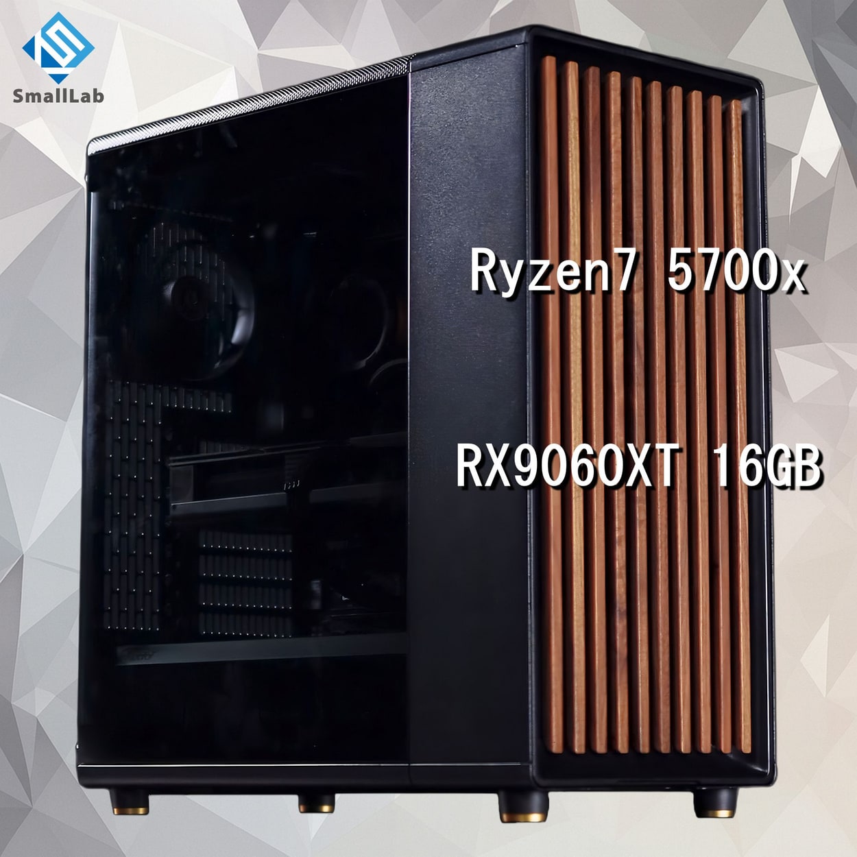 AMD Ryzen7 5700x ／ RX9060XT 16GB ウッドデザイン ゲーミングPC Windows 11 SSD・メモリ 選択式 簡易水冷 240mm ブラック 黒 | 