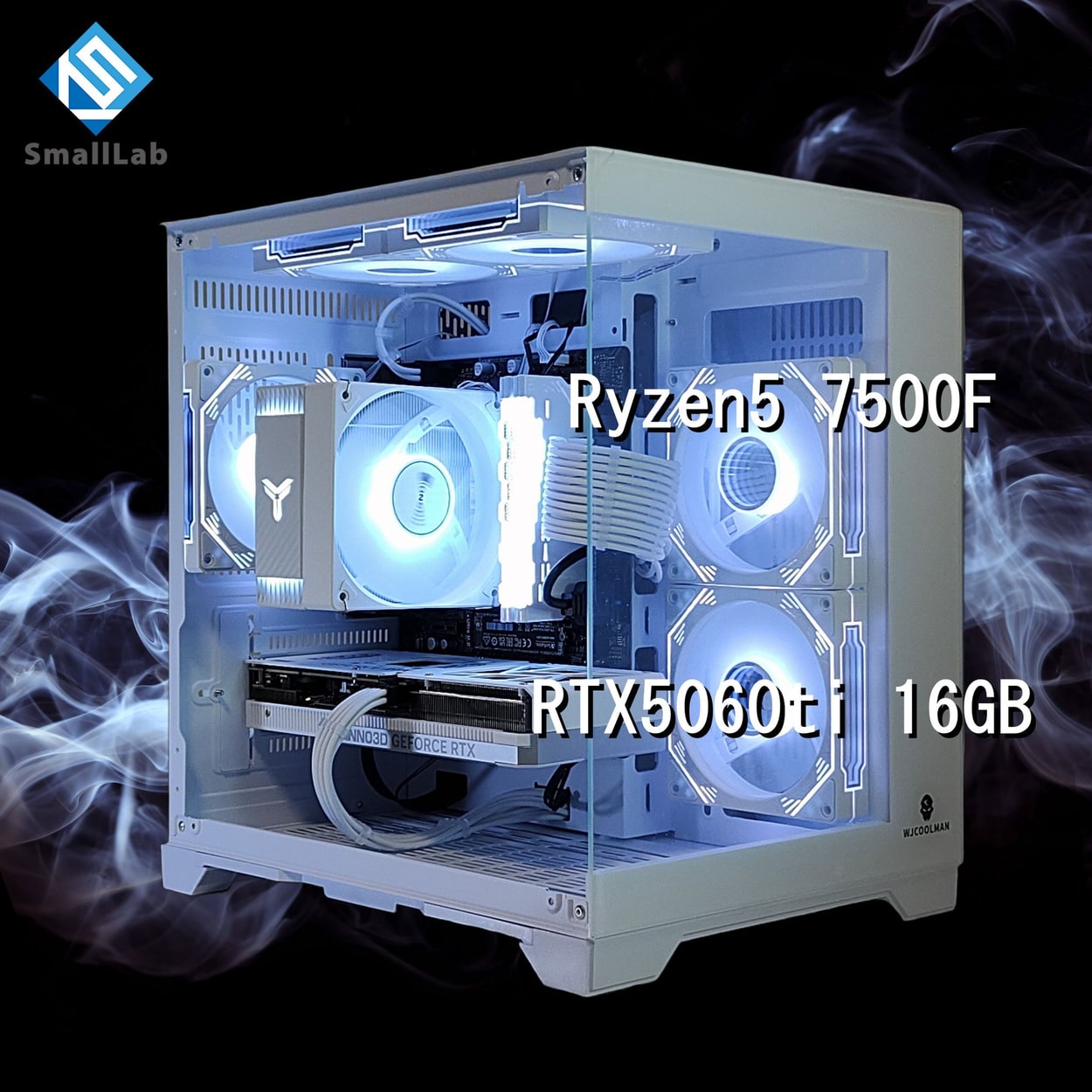 AMD Ryzen5 7500F ／ RTX5060ti 16GB ガラス2面コンパクト ゲーミング