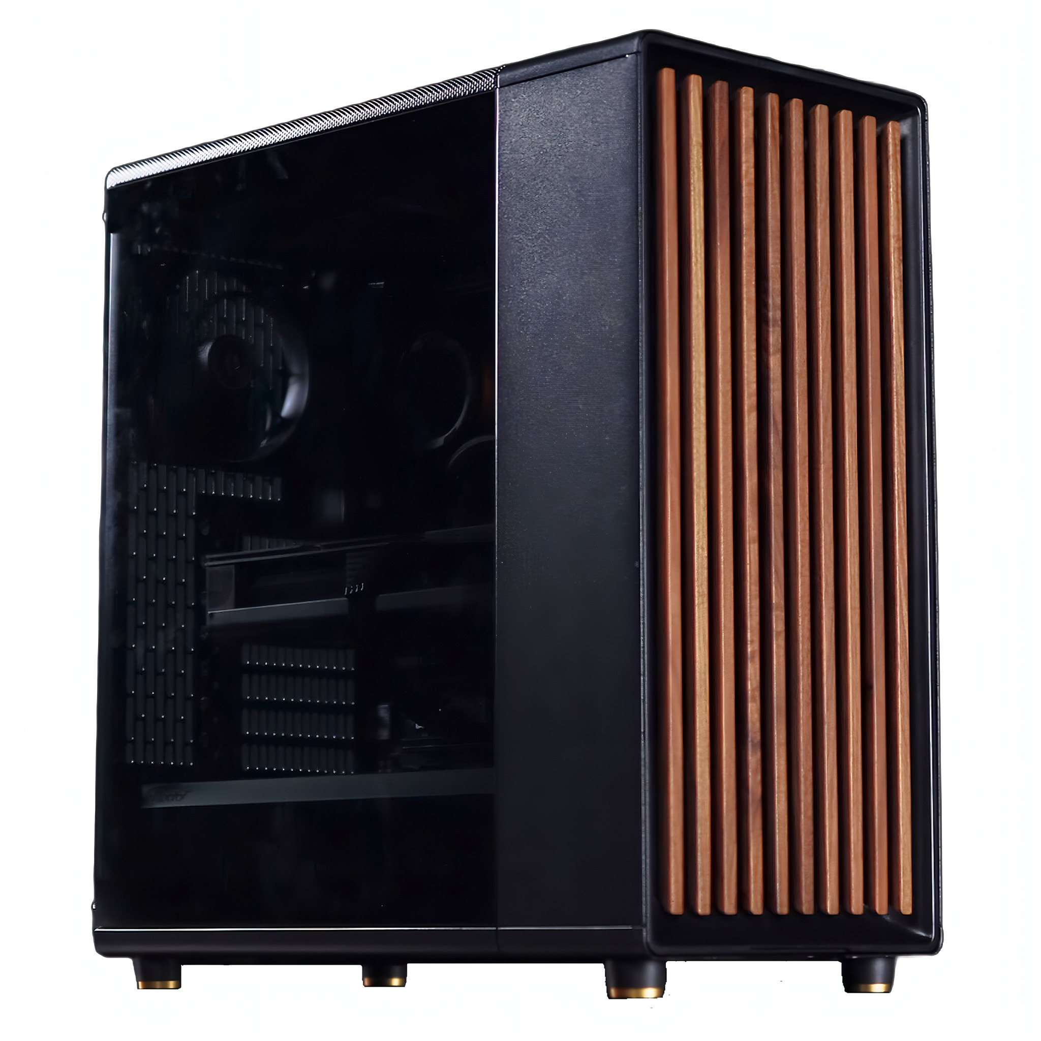 AMD Ryzen7 5700x / RX9060XT 16GB ウッドデザイン ゲーミングPC Windows11 Home SSD 1TB メモリ DDR4 3200MHz 32GB 簡易水冷 240mm ブラック 黒 関連画像1