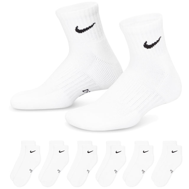 NIKE（ナイキ） 靴下 6P Dri-FIT エブリデイ アンクル クッション 白