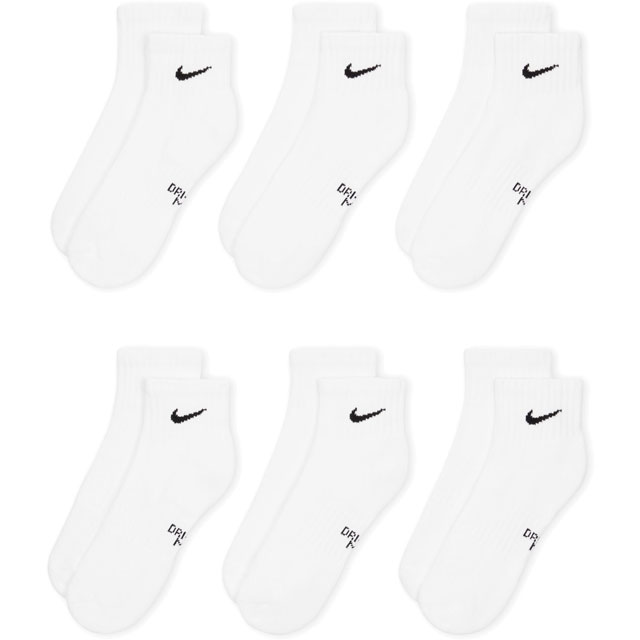 NIKE（ナイキ） 靴下 6P Dri-FIT エブリデイ アンクル クッション 白