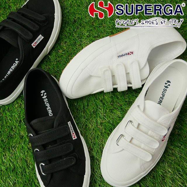 送料無料 メンズ レディース 男女兼用 ユニセックス スニーカー ローカット スペルガ SUPERGA 2750 COT3STRAPU 901 F83 S00BN20 ベルクロ 靴 カジュアルシューズ ホワイト 白 ブラック-Fホワイト 黒 SUPERGA（スペルガ） スニーカー メンズ レディース 2750 COT3STRAPU