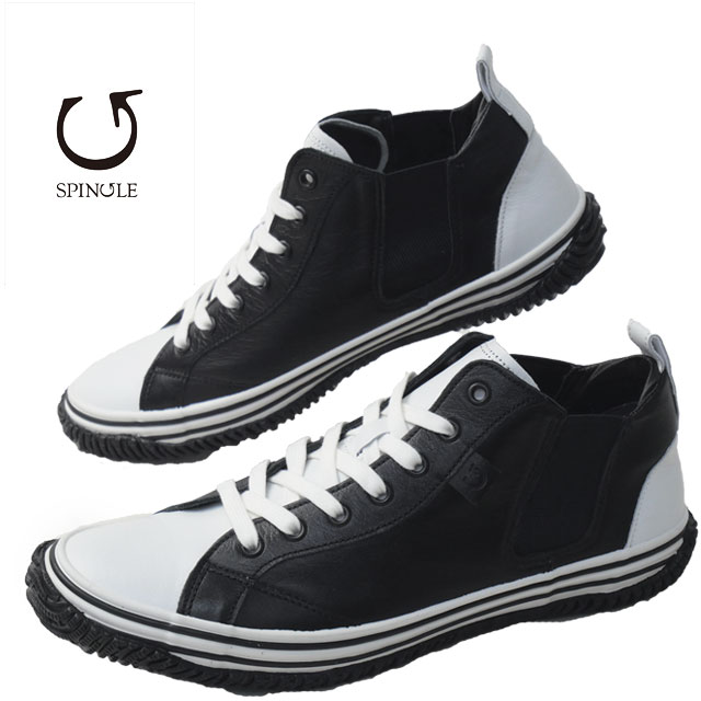 送料無料 スニーカー メンズ レディース FW 秋冬 新作 秋新作 冬新作 人気 流行 定番 2025 スピングル SPINGLE SP-442 ミッドカット サイドゴア メイドインジャパン 本革 白/黒 カンガルーレザー 日本製 靴 SPINGLE（スピングル） スニーカー レディース ミッドカット