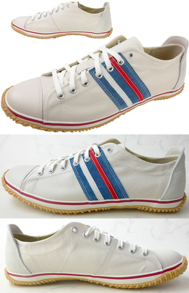 送料無料 スピングルムーブ SPINGLE MOVE メンズ レディース スニーカー レザースニーカー 革靴 トリコロール カンガルーレザー ローカット カジュアルシューズ 紐靴 日本製 SPM-198 SPINGLE（スピングル） スピングルムーブ メンズ レディース