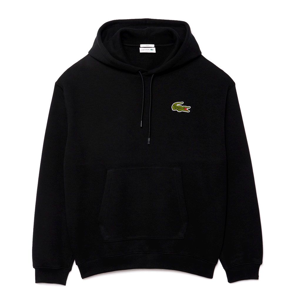 LACOSTE ラコステ　黒　パーカー　40 レディース LACOSTE パーカー 裏パイル クロップド丈 ワイドスウェット