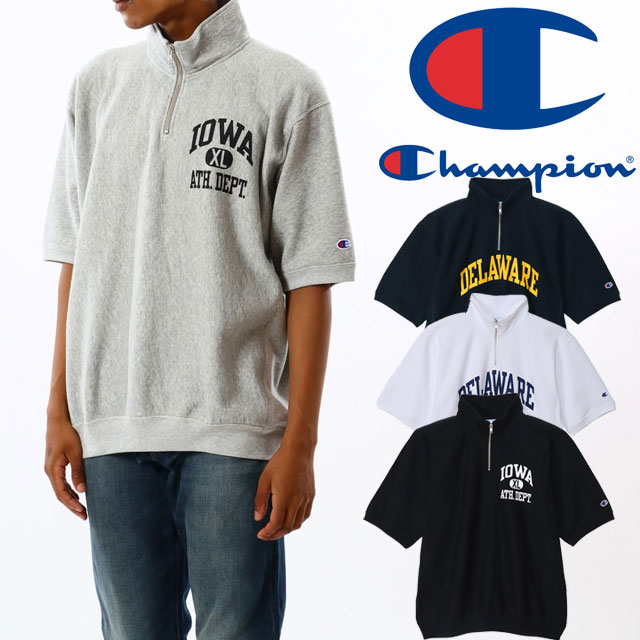 BEAMSGOLF Champion リバースウィーブ ハーフジップ 半袖 Champion（チャンピオン） ハーフジップ Tシャツ メンズ リバース