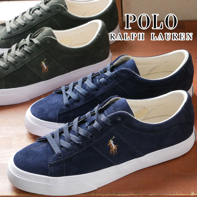 ポロ ラルフローレン POLO RALPH LAUREN メンズ スニーカー セイヤー-SK-VLC ワイズD ローカット 紐靴 RA30 NVYS  ネイビースエード GRNS グリーンスエード