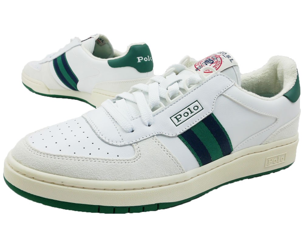 ポロ ラルフローレン Polo Ralph Lauren メンズ スニーカー ローカット ポロコート ワイズd ホワイト グリーン ホワイト レッド Rd01 シューマートワールド 通販 Paypayモール