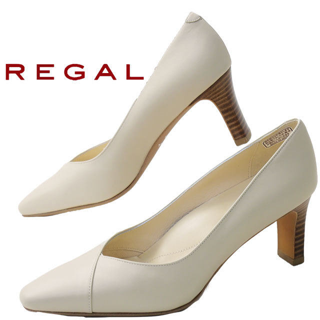 未使用級】REGAL 24 レザー Vカット ポインテッドトゥ パンプス