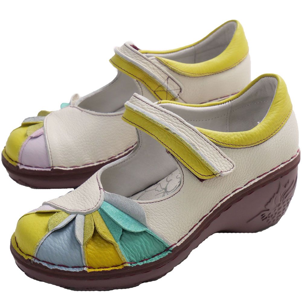 送料無料 ストラップシューズ レディース SS 春夏 新作 夏新作 秋新作 人気 流行 定番 2025 エスタシオン Estacion K212 エスタシオン 疲れない ストラップ厚底パンプス 本革 ミセス 痛くない カジュアルシューズ ウェッジヒール 花モチーフ レザーシューズ アイボリー 靴 エスタシオン ストラップシューズ レディース 疲れない ストラップ厚底